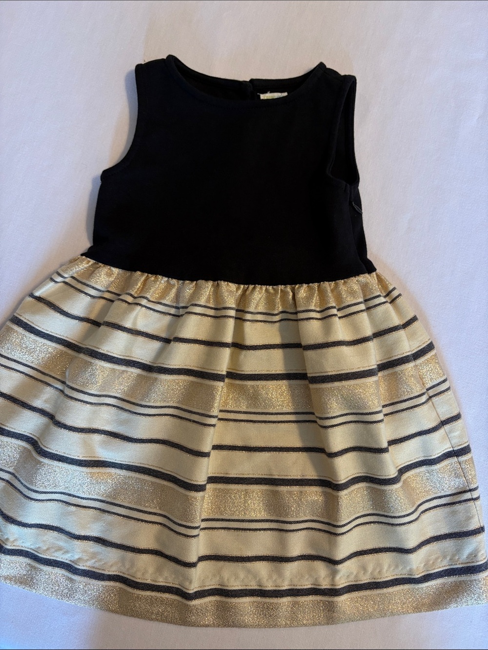 Crewcuts J.Crew Girls Size 3 Black Gold Metallic Stripe Party Dress